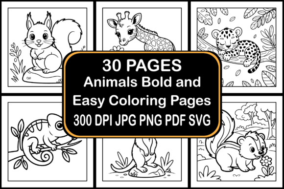 Animals Bold and Easy Coloring Pages Graphics