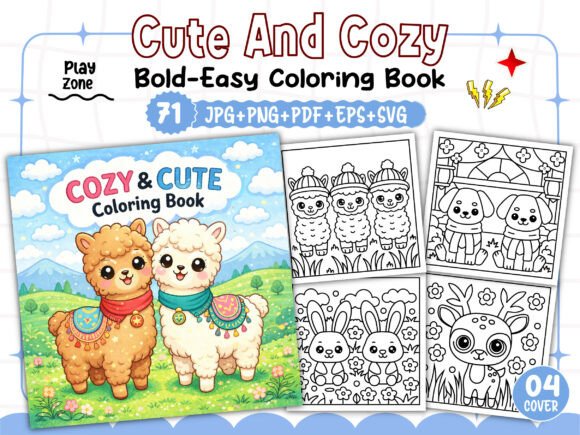 Bold and Easy Cute Cozy Coloring Pages Graphics