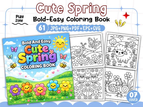 BOLD and EASY CUTE SPRING COLORING BOOK
