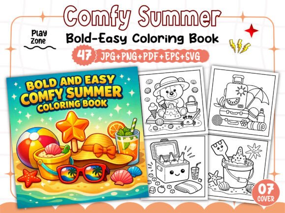 Bold Easy Comfy Summer Coloring Pages Graphics