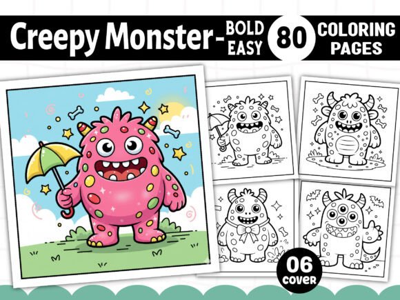 Bold Easy Creepy Monster Coloring Pages & Graphics