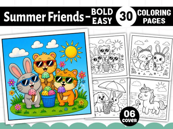 Bold Easy Summer Friends Coloring Pages Graphics