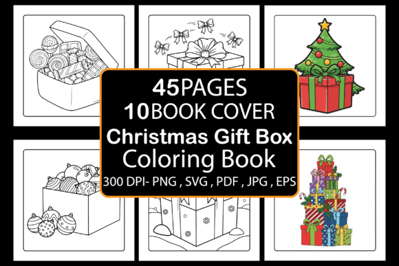 Christmas Gift Box Coloring Pages & Graphics