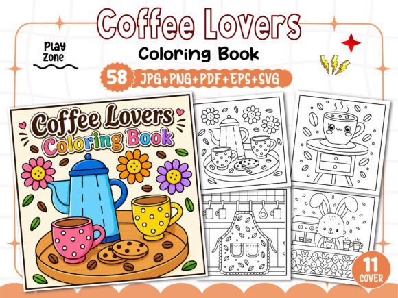Coffee Lovers Coloring Book Bold Easy: Graphics & Coloring Pages