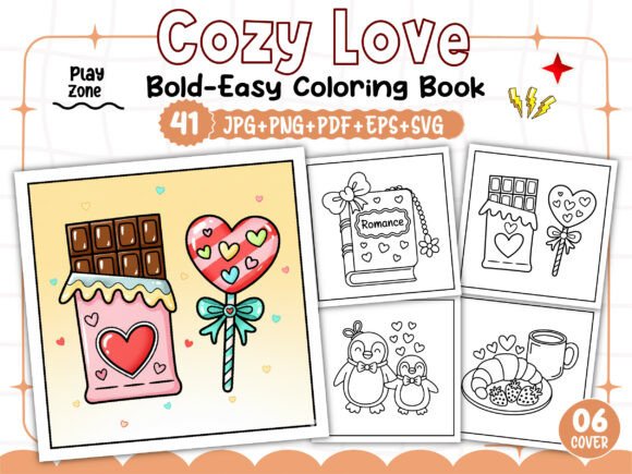 Cozy Love Bold and Easy Coloring Pages Graphics