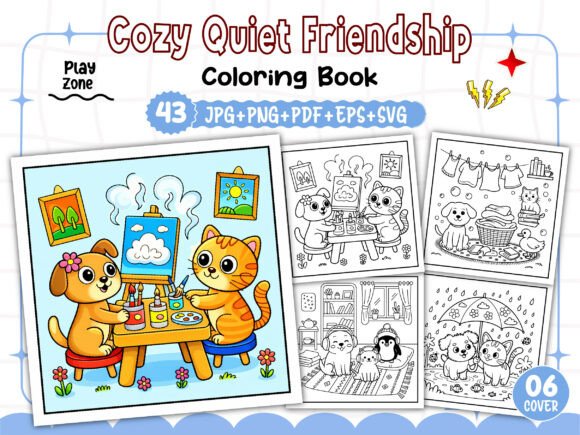 Cozy Quiet Friendship Coloring Pages & Graphics