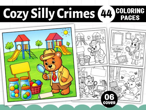 Cozy Silly Crimes Coloring Pages: Graphics & Coloring Pages
