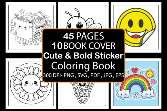Cute Bold Sticker Coloring Book
