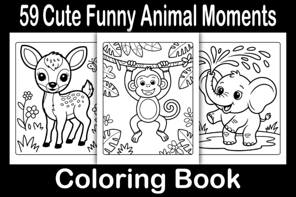 Cute Funny Animal Moments Coloring Pages & Graphics