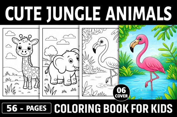 Cute Jungle Animals Coloring Pages – KDP