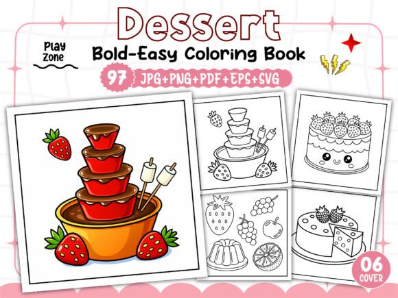 Dessert Bold and Easy Coloring Pages