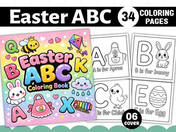 Easter ABC Coloring Pages Graphics