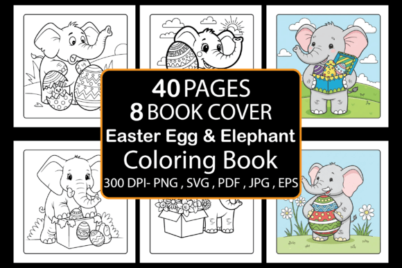 Easter Egg Elephant Coloring Pages & Graphics