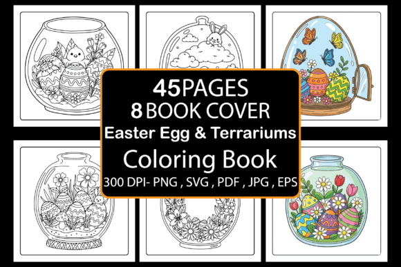 Easter Egg Terrariums Coloring Pages & Graphics