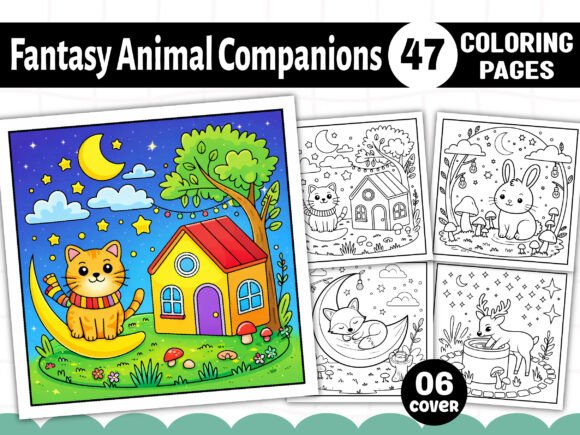 Fantasy Animal Companions Coloring Pages Graphics