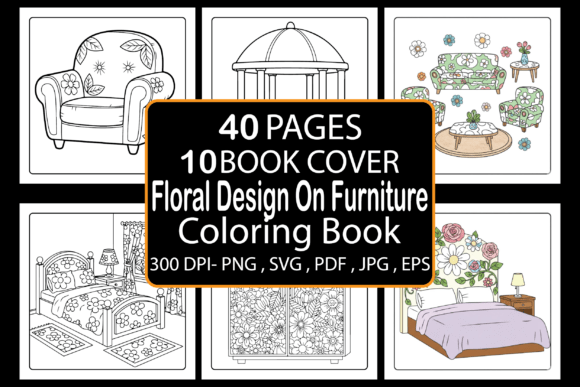 Floral Design on Furniture Coloring Pages & Graphics