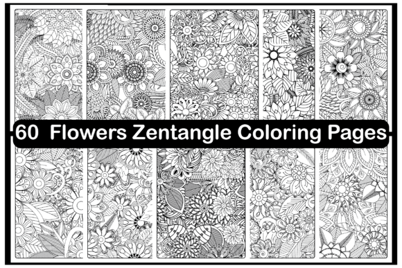 Flowers Zentangle Coloring Pages