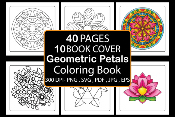 Geometric Petals Coloring Book: Graphics & Coloring Pages