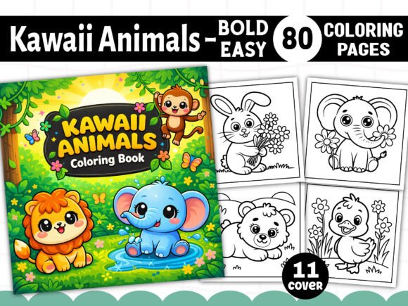 Kawaii Animals Coloring Pages Graphics