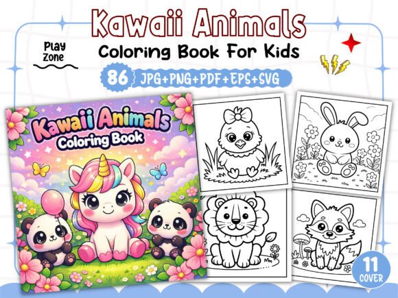 Kawaii Animals Coloring Pages Graphics
