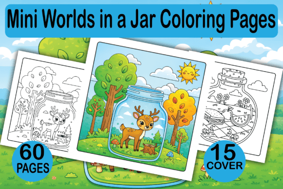 Mini Worlds in a Jar Coloring Pages & Graphics
