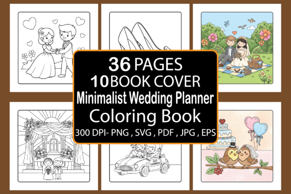 Minimalist Wedding Planner Coloring Pages Graphics
