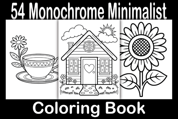 Monochrome Minimalist Coloring Book Graphics