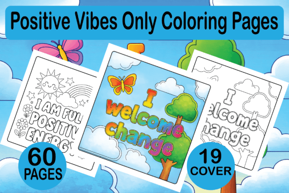 Positive Vibes Only Coloring Pages Graphics
