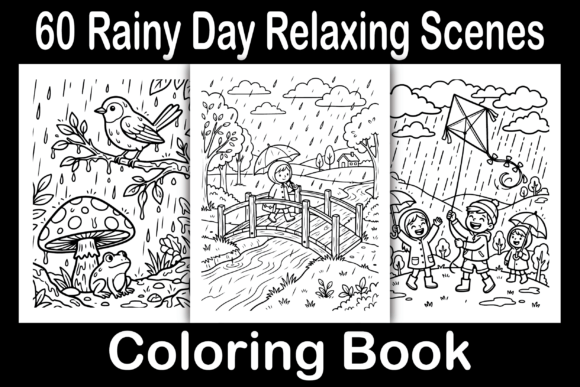 Rainy Day Relaxing Scenes Coloring Book: Graphics & Coloring Pages