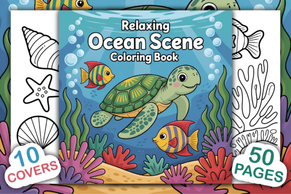 Relaxing Ocean Scene Coloring Pages Graphics