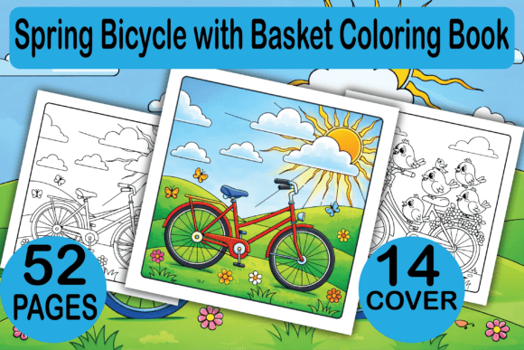 Spring Bicycle with Basket Coloring Pages Graphics
