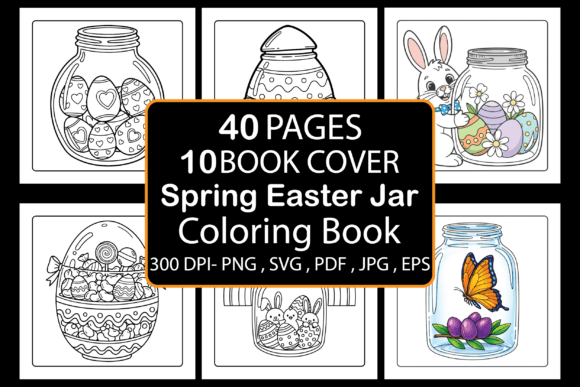 Spring Easter Jar Coloring Pages & Graphics