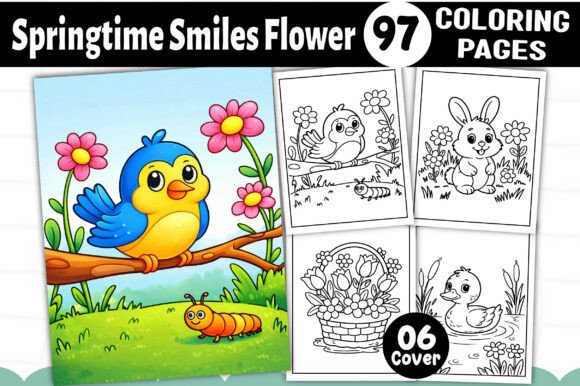 Springtime Smiles Flower Coloring Book: Graphics & Coloring Pages