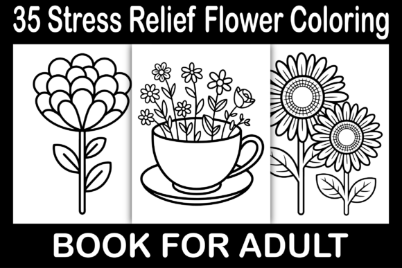 Stress Relief Flower Coloring Pages Graphics