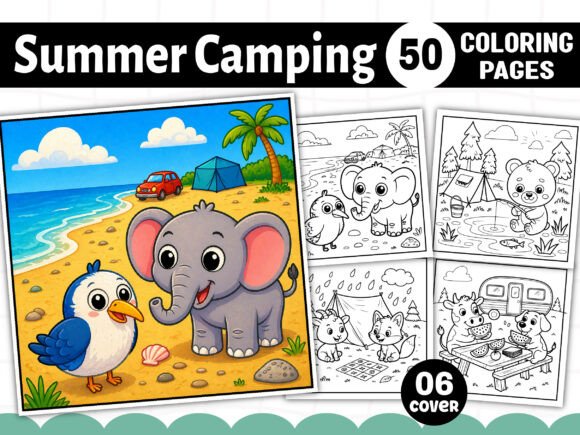 Summer Camping Bold Easy Coloring Pages