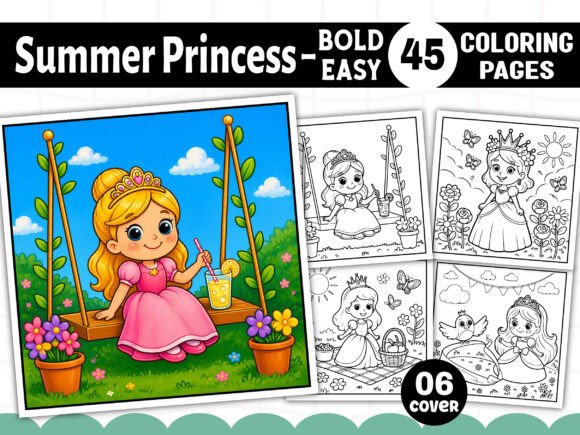 Summer Princess Coloring Book for Adults