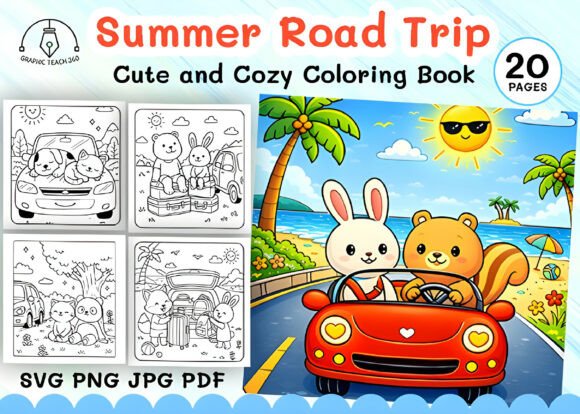 Summer Road Trip Coloring Pages Graphics