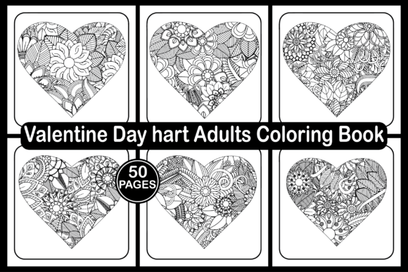 Valentine Day Hart Adults Coloring Pages Graphics